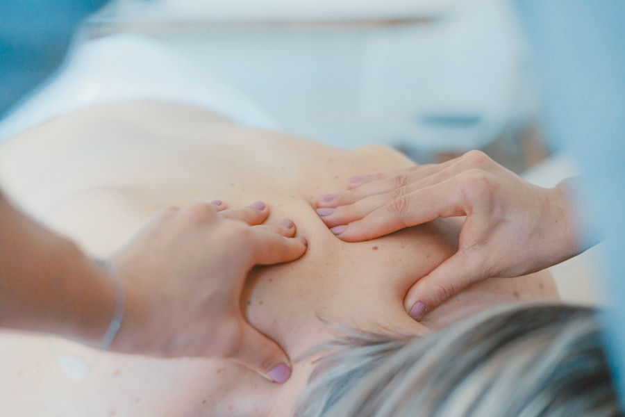 Deep tissue massage on shoulders